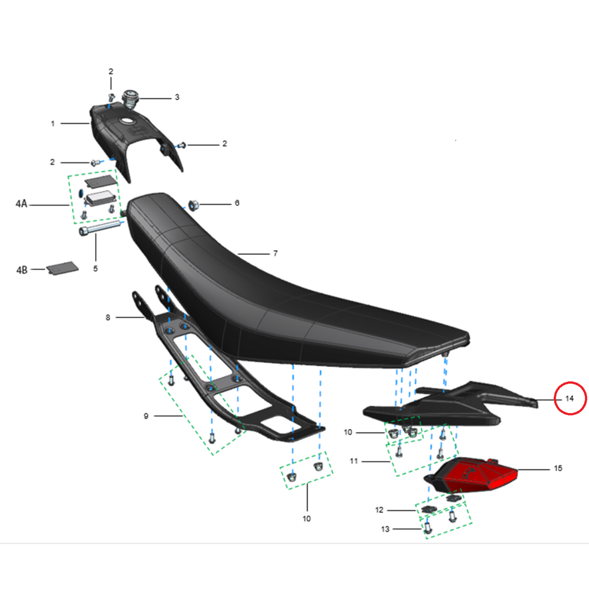 Cubierta plástica trasera del colín xXx / Tail Plastic Cover Rear Fender L1e/L3e